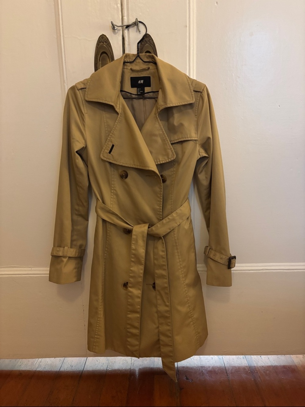 H&M Tan Double-Breasted Trench Coat